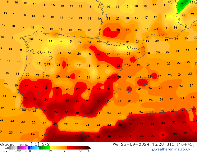 Ground Temp GFS We 25.09.2024 15 UTC