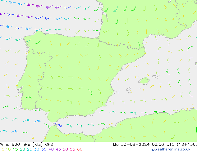 Wind 900 hPa GFS ma 30.09.2024 00 UTC