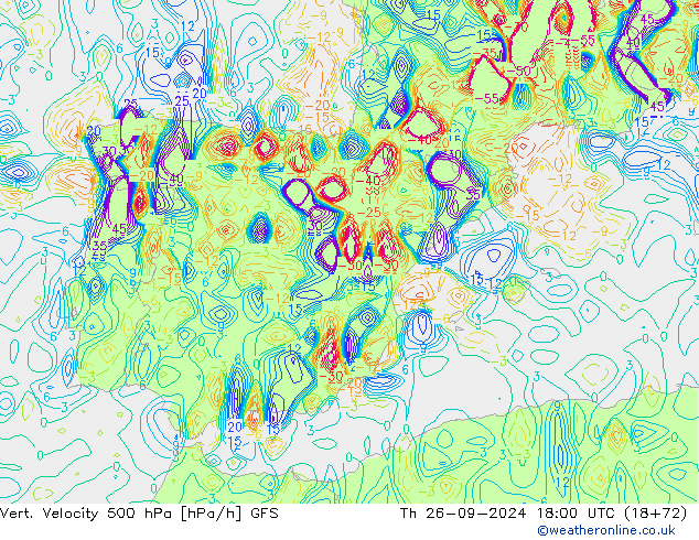 Vert. Velocity 500 гПа GFS чт 26.09.2024 18 UTC