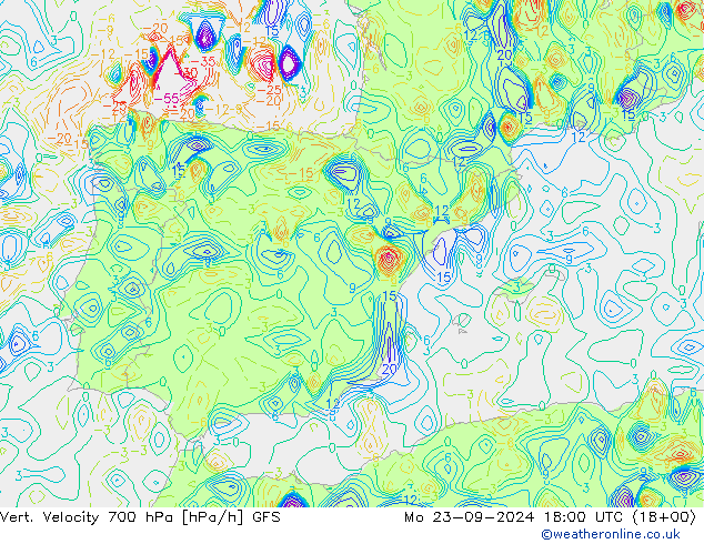 Vert. Velocity 700 hPa GFS  23.09.2024 18 UTC