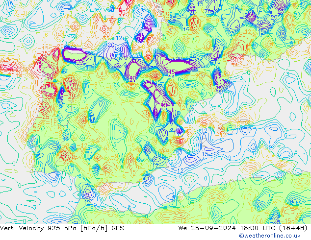 Vert. Velocity 925 hPa GFS We 25.09.2024 18 UTC