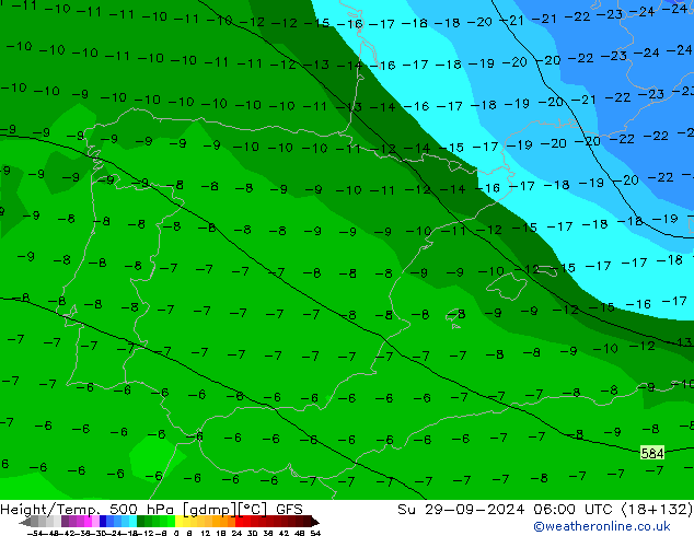 Height/Temp. 500 hPa GFS Su 29.09.2024 06 UTC