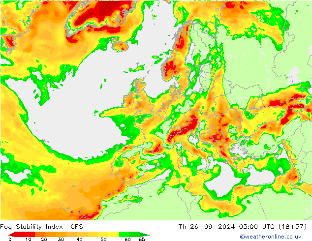 Fog Stability Index GFS jue 26.09.2024 03 UTC