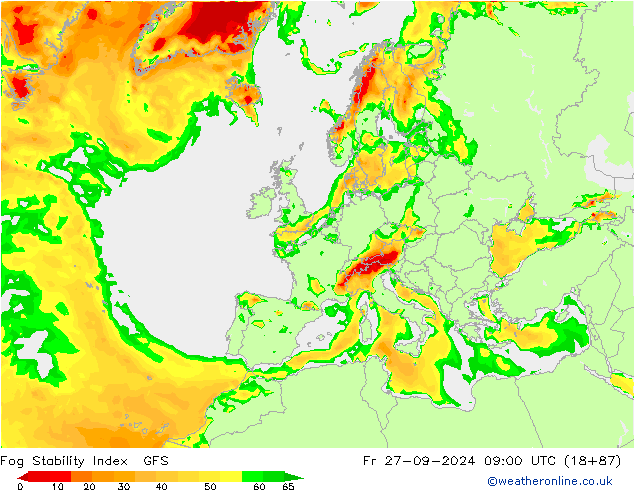 Fog Stability Index GFS vie 27.09.2024 09 UTC