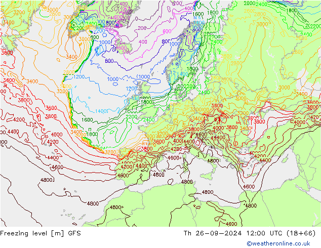 Freezing level GFS  26.09.2024 12 UTC