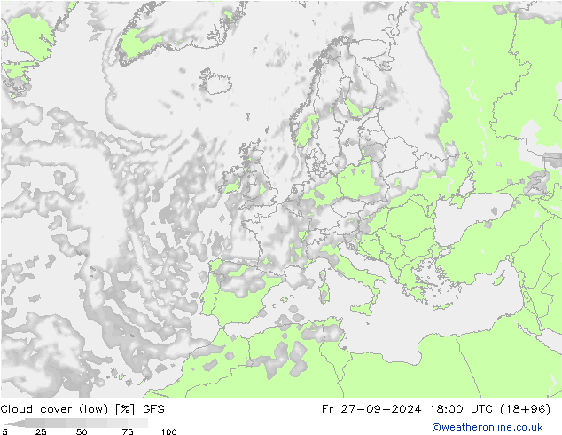 Wolken (tief) GFS Fr 27.09.2024 18 UTC