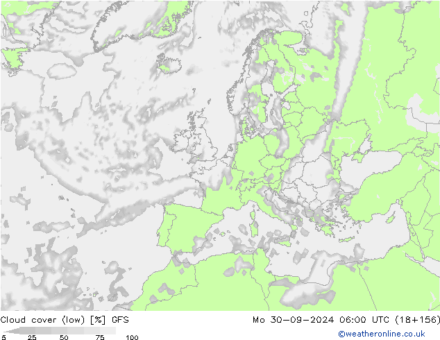 Nuages (bas) GFS lun 30.09.2024 06 UTC