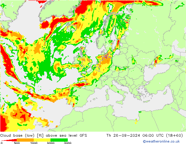 Cloud base (low) GFS чт 26.09.2024 06 UTC