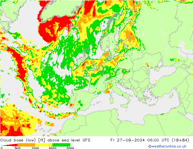 Cloud base (low) GFS ven 27.09.2024 06 UTC