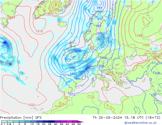 Precipitación GFS jue 26.09.2024 18 UTC