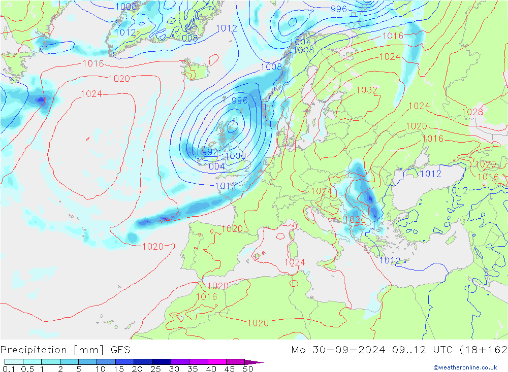 opad GFS pon. 30.09.2024 12 UTC