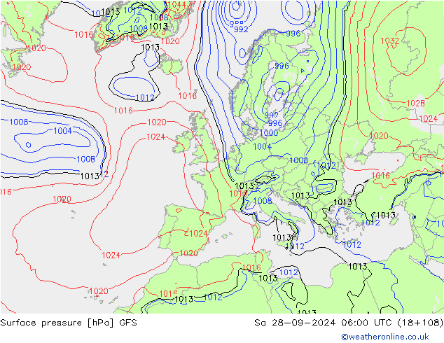 pression de l'air GFS sam 28.09.2024 06 UTC