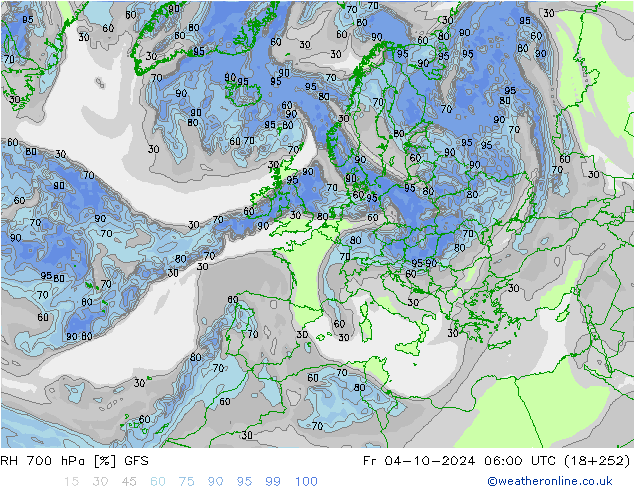 RH 700 hPa GFS Fr 04.10.2024 06 UTC