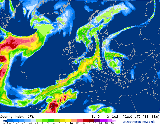 Yükselme İndeksi GFS Sa 01.10.2024 12 UTC