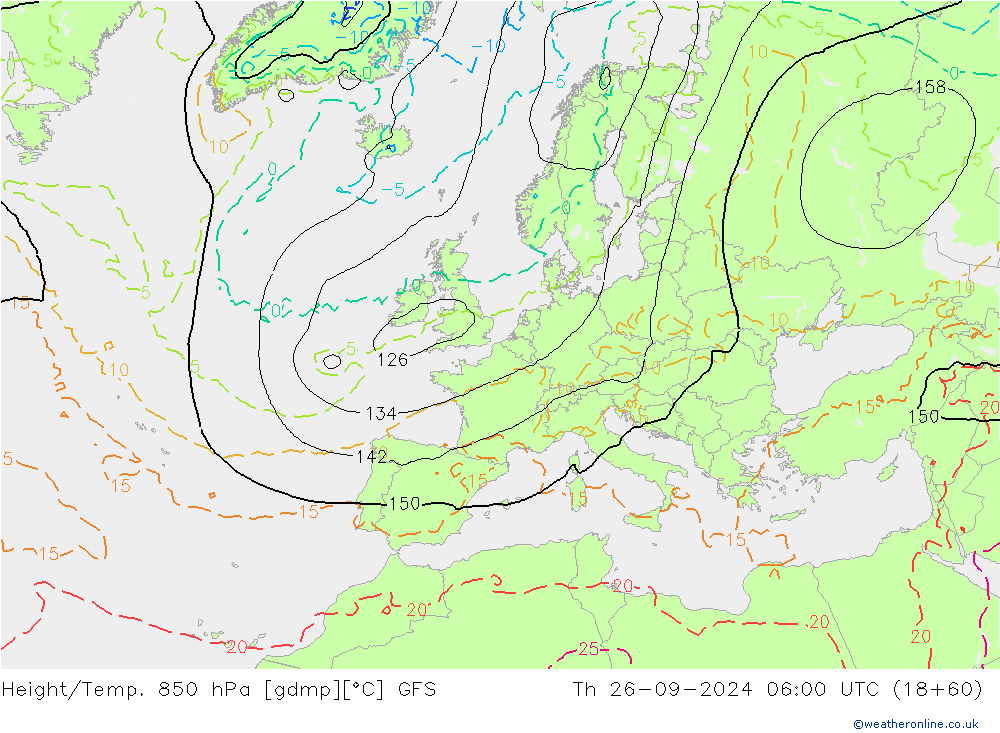 Z500/Rain (+SLP)/Z850 GFS Th 26.09.2024 06 UTC