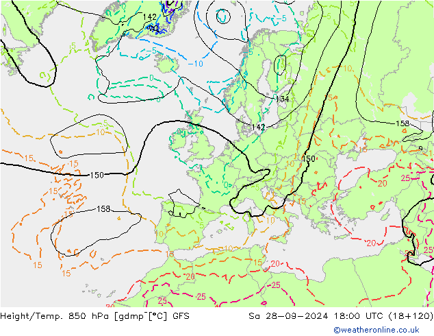 Z500/Rain (+SLP)/Z850 GFS Sa 28.09.2024 18 UTC