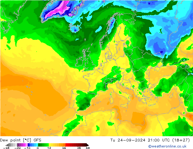 punkt rosy GFS wto. 24.09.2024 21 UTC