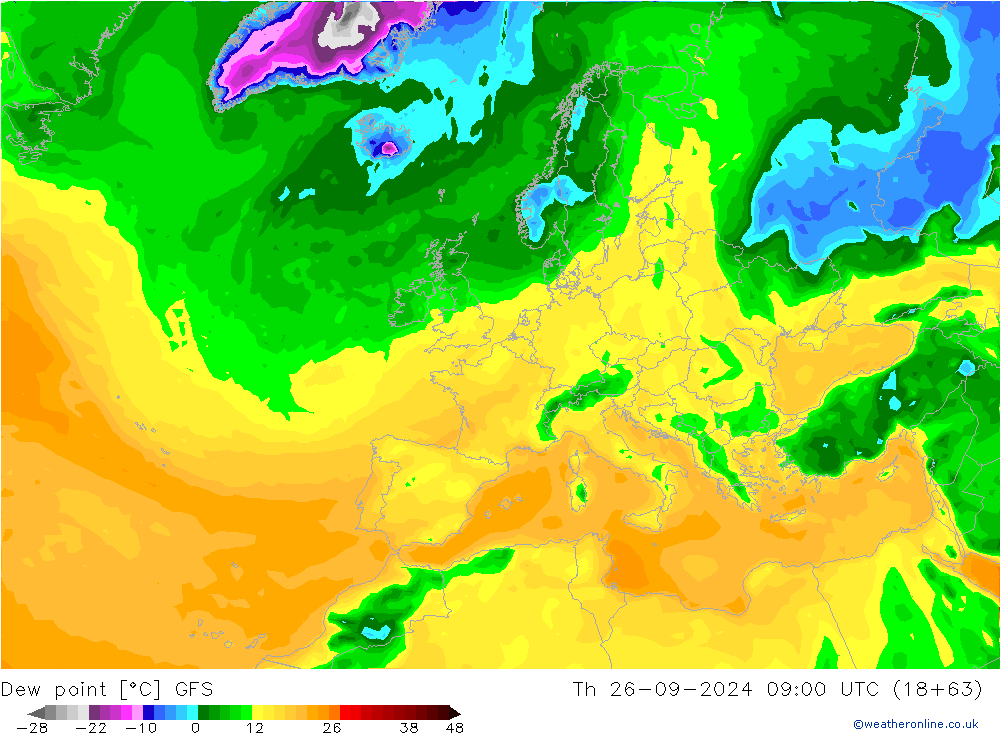 Dauwpunt GFS do 26.09.2024 09 UTC