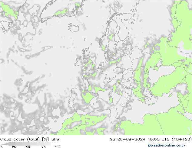 Cloud cover (total) GFS September 2024