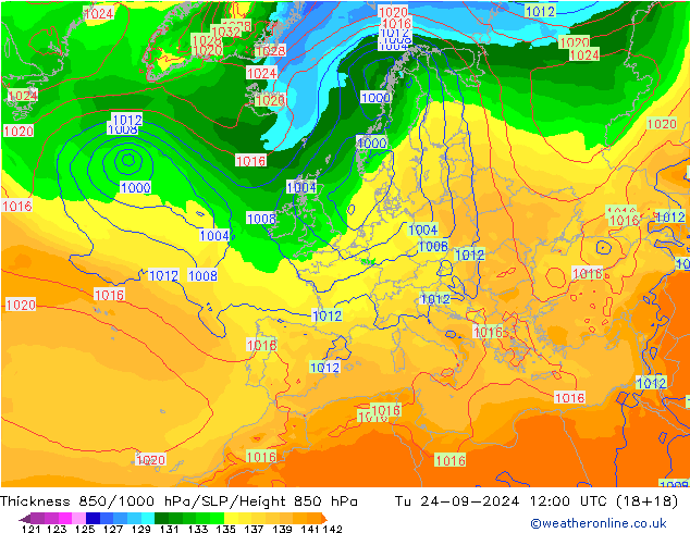 Thck 850-1000 hPa GFS Tu 24.09.2024 12 UTC