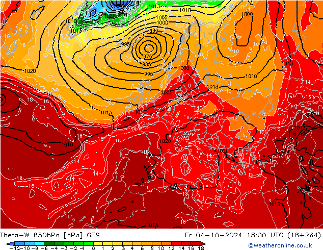 Theta-W 850hPa GFS Cu 04.10.2024 18 UTC