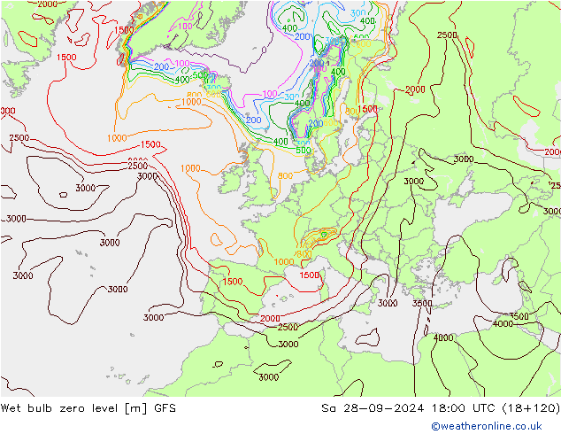 Wet bulb zero level GFS September 2024