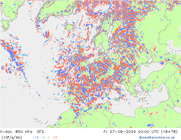 V-Adv. 850 hPa GFS Sex 27.09.2024 00 UTC