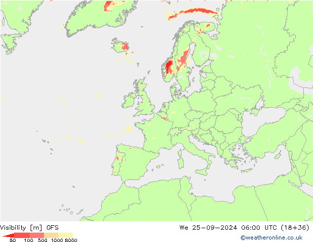 Visibility GFS We 25.09.2024 06 UTC