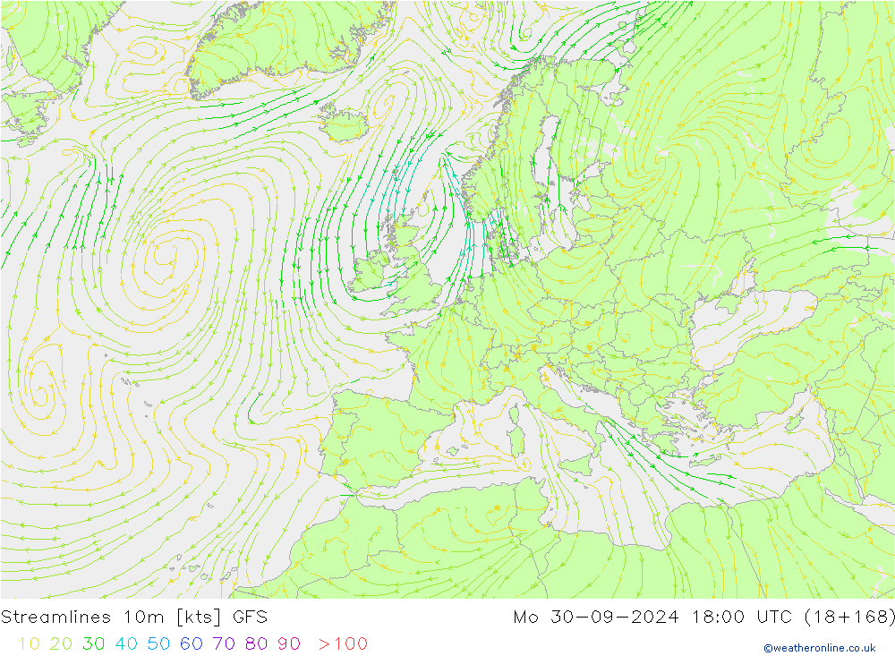 Stroomlijn 10m GFS september 2024