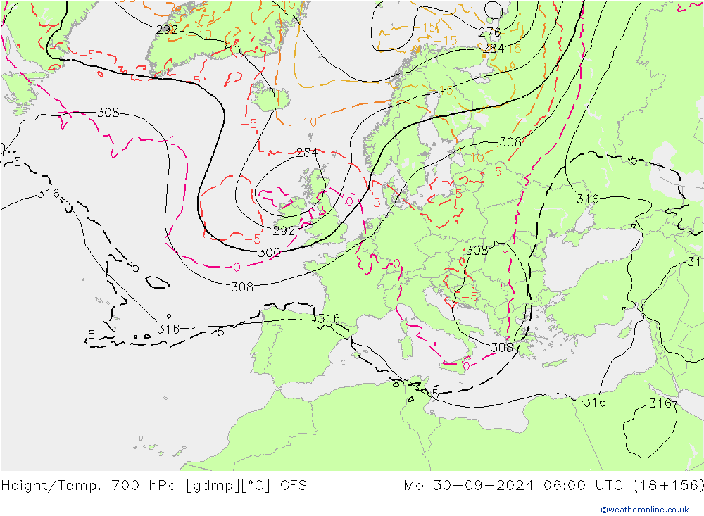 Height/Temp. 700 hPa GFS  30.09.2024 06 UTC