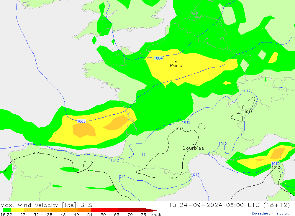 Windböen GFS Di 24.09.2024 06 UTC