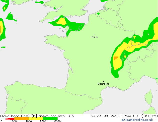 Cloud base (low) GFS dim 29.09.2024 00 UTC