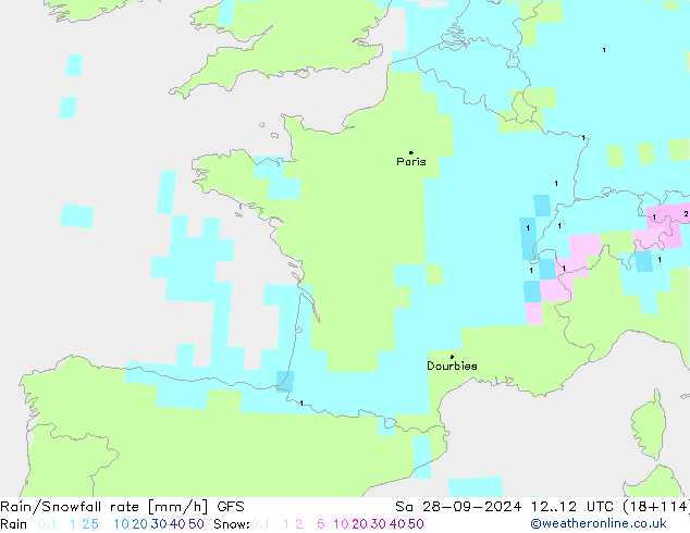 Rain/Snowfall rate GFS So 28.09.2024 12 UTC