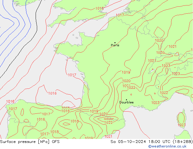 GFS: sam 05.10.2024 18 UTC