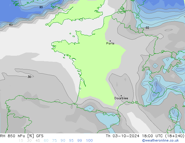 RV 850 hPa GFS do 03.10.2024 18 UTC