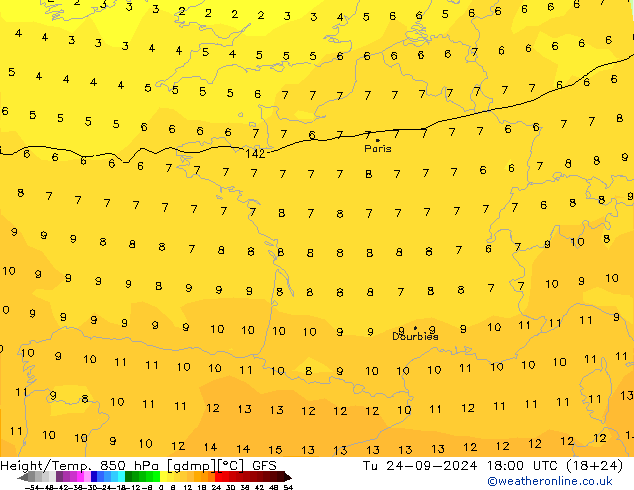 Z500/Rain (+SLP)/Z850 GFS Tu 24.09.2024 18 UTC