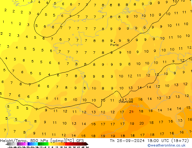 Z500/Rain (+SLP)/Z850 GFS Th 26.09.2024 18 UTC