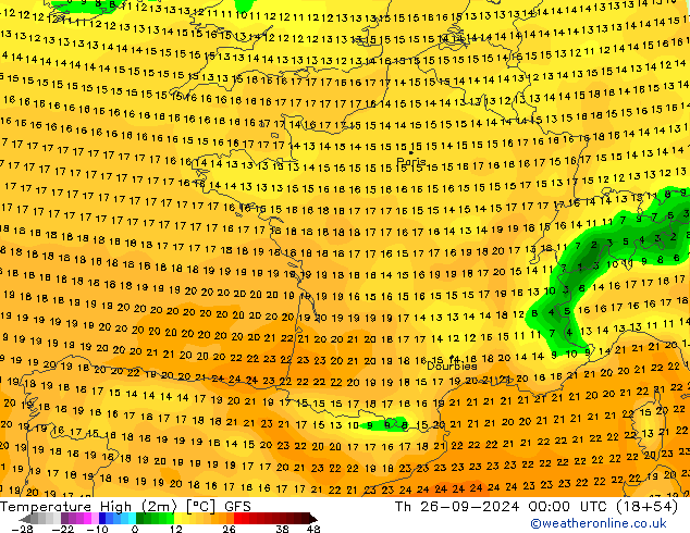Max.  (2m) GFS  26.09.2024 00 UTC