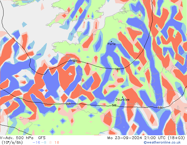 V-Adv. 500 hPa GFS ma 23.09.2024 21 UTC