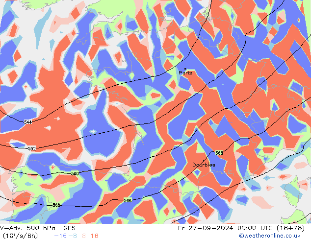 V-Adv. 500 hPa GFS vr 27.09.2024 00 UTC
