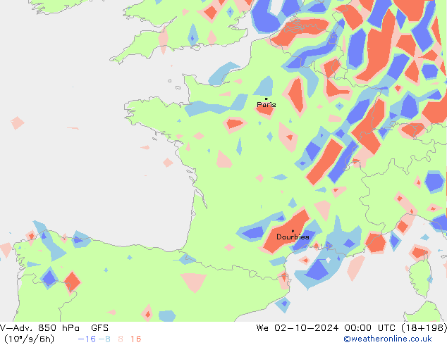 V-Adv. 850 hPa GFS We 02.10.2024 00 UTC