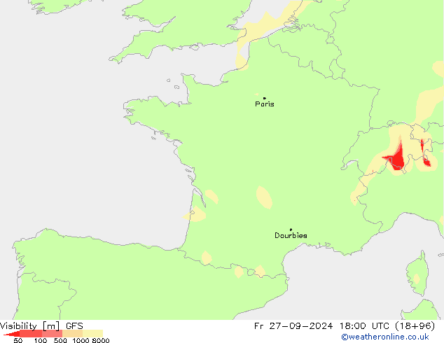 Visibility GFS Fr 27.09.2024 18 UTC