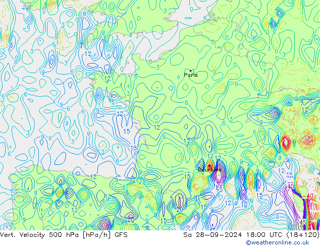 Vert. Velocity 500 hPa GFS Sa 28.09.2024 18 UTC