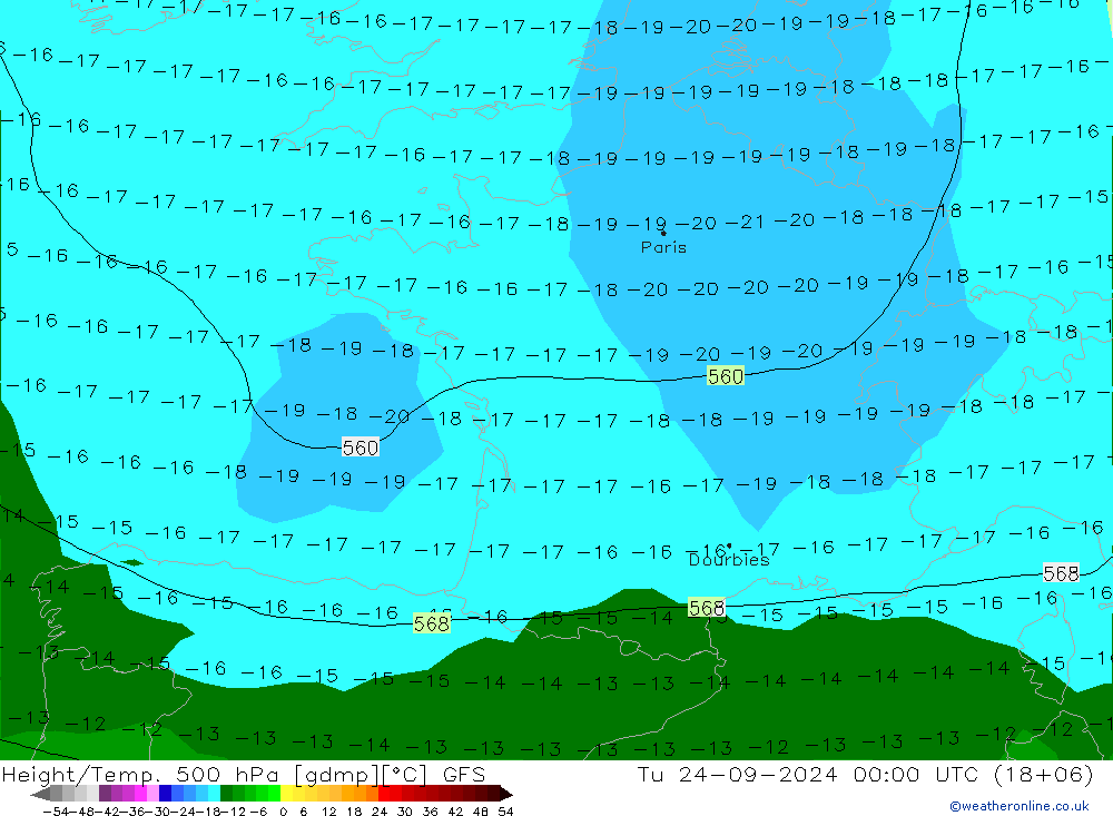 Height/Temp. 500 hPa GFS  24.09.2024 00 UTC