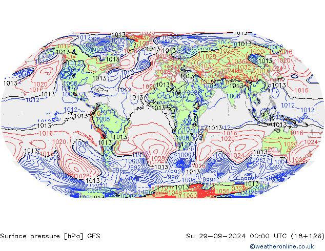 Surface pressure GFS Su 29.09.2024 00 UTC