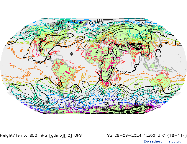 Z500/Rain (+SLP)/Z850 GFS Sa 28.09.2024 12 UTC