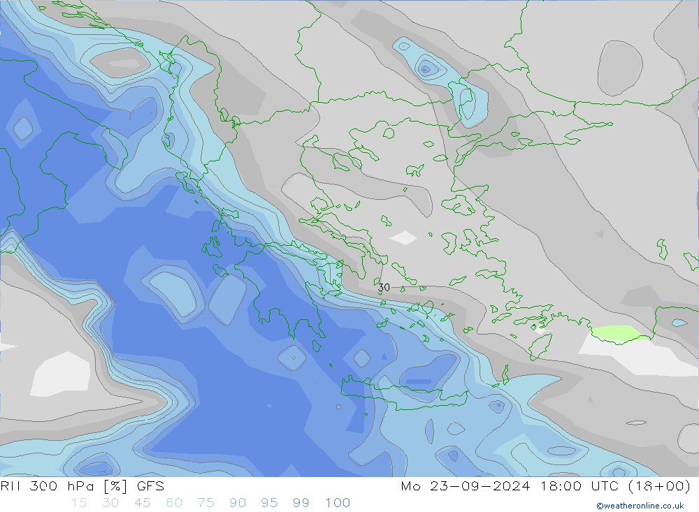 300 hPa Nispi Nem GFS Pzt 23.09.2024 18 UTC