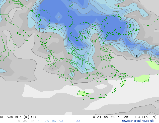 RH 300 hPa GFS Tu 24.09.2024 12 UTC