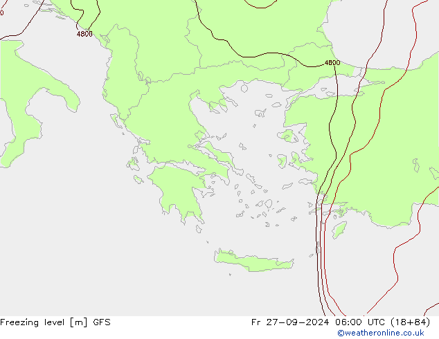 Isoterma de zero graus GFS Sex 27.09.2024 06 UTC