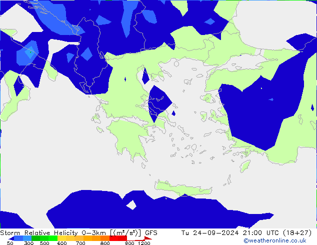 Storm Relative Helicity GFS di 24.09.2024 21 UTC